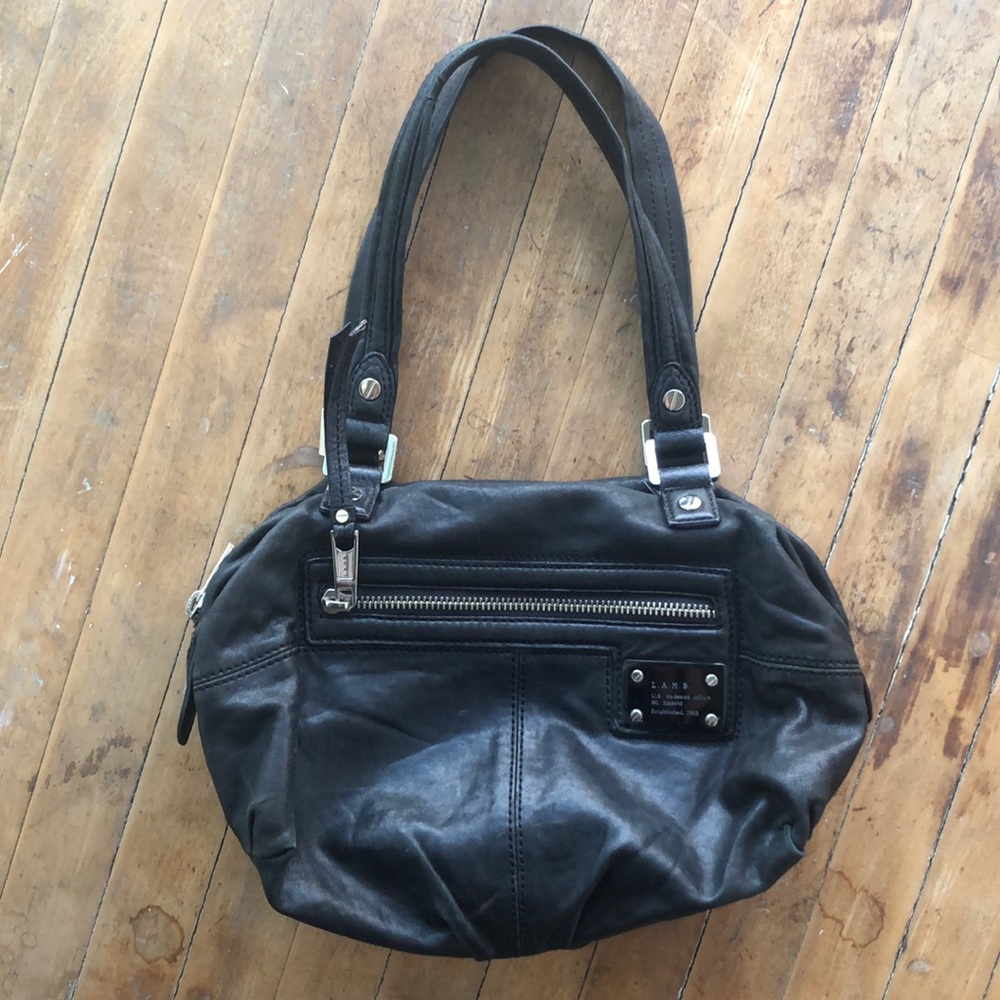 L.A.M.B. black leather zip purse